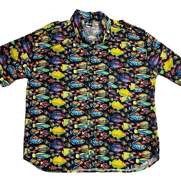 Hiphanis Other - Vintage Hiphanis Colorful Fish Printed Short Sleeve Shirt Men’s Size XL Vtg 90s